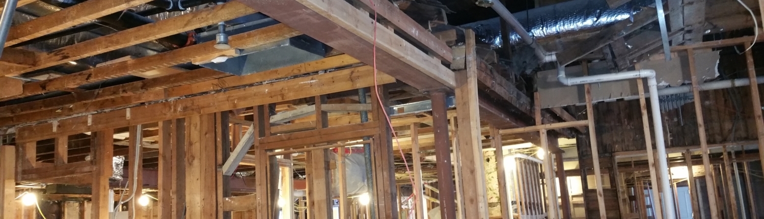 Interior photo with framing visible