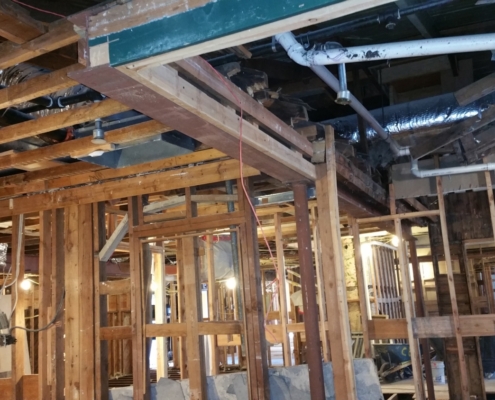 Interior photo with framing visible