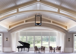 Clubhouse room with grand piano and seating area