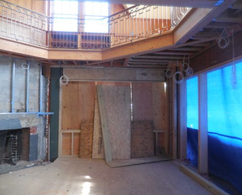 Interior photo with balcony in view