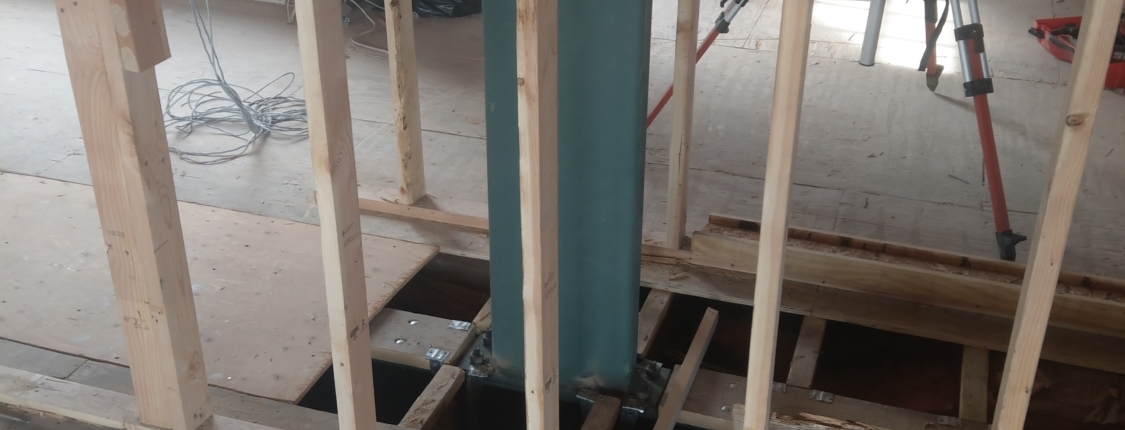 Interior steel beam support