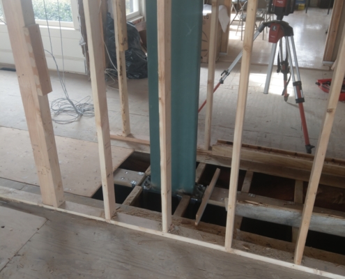 Interior steel beam support