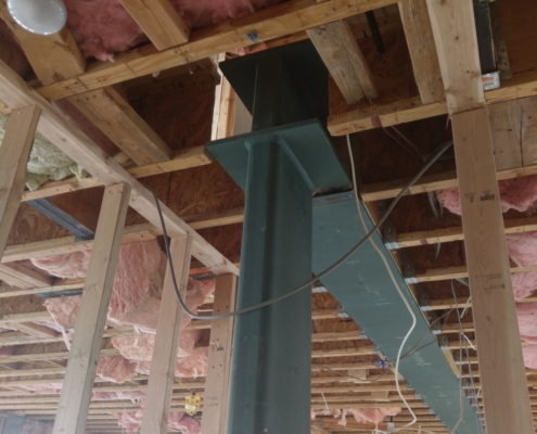 Interior steel beam support