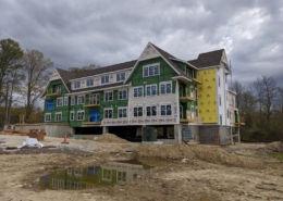 four story apartment under construction, prior to siding being added