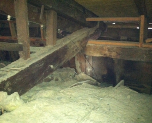 Older damaged roof structure