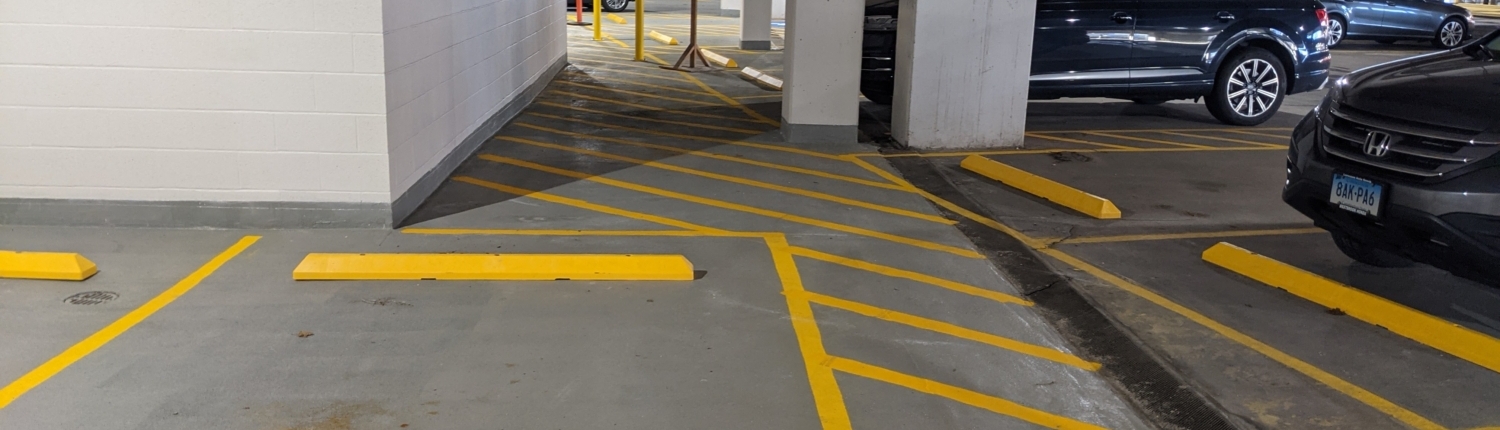 Inside garage photo showing structural columns
